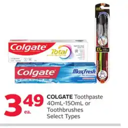 Rexall COLGATE Toothpaste 40mL-150mL or Toothbrushes offer