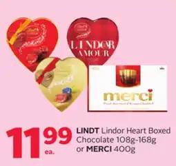 Rexall LINDT Lindor Heart Boxed Chocolate 108g-168g or MERCI 400g offer