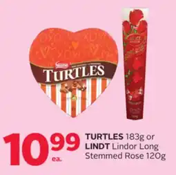 Rexall TURTLES 183g or LINDT Lindor Long Stemmed Rose 120g offer