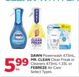 Rexall DAWN Powerwash 473mL, MR. CLEAN Clean Freak or Cleaners 473mL-1.33L or FEBREZE Air Care offer