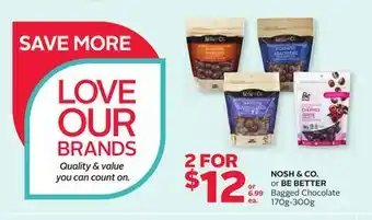 Rexall NOSH & CO. or BE BETTER Bagged Chocolate 170g-300g offer