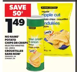 Independent City Market NO NAME POTATO CHIPS OR CRISPS, 142 -200 G offer