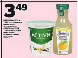 Independent City Market DANONE ACTIVIA TUBS, 650 G OR SIMPLY DRINKS, 1.54 L offer