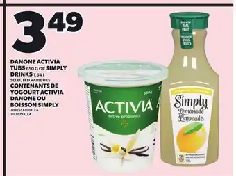 Independent City Market DANONE ACTIVIA TUBS, 650 G OR SIMPLY DRINKS, 1.54 L offer