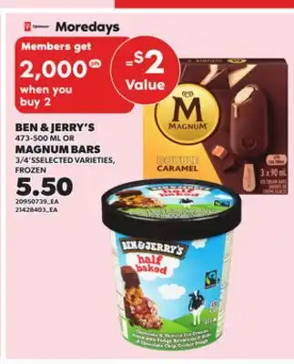 Independent City Market BEN & JERRY'S, 473-500 ml OR MAGNUM BARS, 3/4'S offer