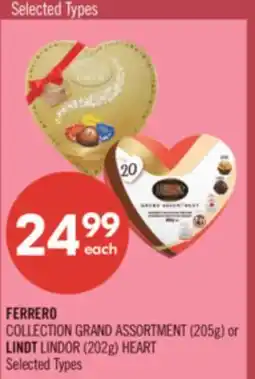 Shoppers Drug Mart FERRERO COLLECTION GRAND ASSORTMENT (205g) or LINDT LINDOR (202g) HEART offer