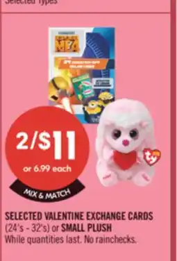 Shoppers Drug Mart SELECTED VALENTINE EXCHANGE CARDS or SMALL PLUSH offer