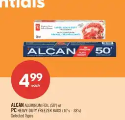 Shoppers Drug Mart ALCAN ALUMINUM FOIL (50') or PC HEAVY-DUTY FREEZER BAGS (10's - 38's) offer