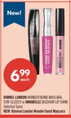 Shoppers Drug Mart RIMMEL LONDON WONDER BONDS MASCARA STAY GLOSSY or ANNABELLE BIGSHOW LIP SHINE offer