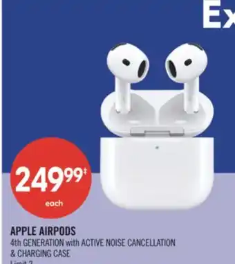 Shoppers Drug Mart APPLE AIRPOD 4th GENERATION with ACTIVE NOISE CANCELLATION & CHARGING CASE offer