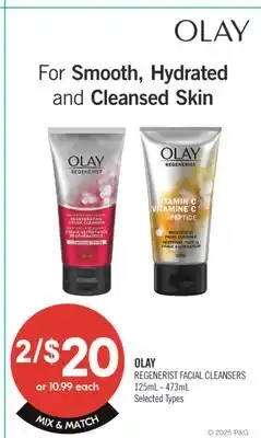 Shoppers Drug Mart Olay REGENERIST FACIAL CLEANSERS 125mL-473mL offer