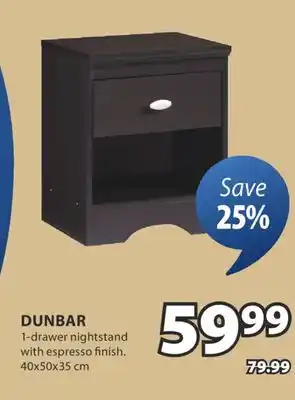 JYSK DUNBAR 1-drawer nightstand offer