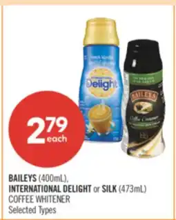 Shoppers Drug Mart BAILEYS (400mL), INTERNATIONAL DELIGHT or SILK (473mL) COFFEE WHITENER offer