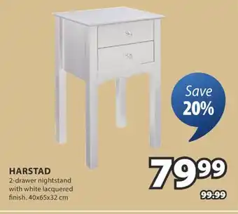 JYSK HARSTAD 2-drawer nightstand offer