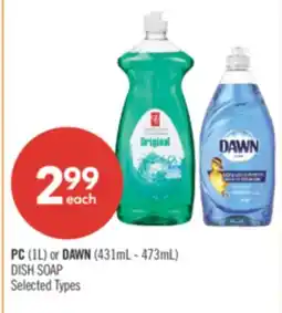 Shoppers Drug Mart PC (1L) or DAWN (431mL - 473mL) DISH SOAP offer