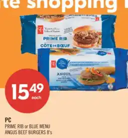 Shoppers Drug Mart PC PRIME RIB or BLUE MENU ANGUS BEEF BURGERS offer