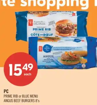 Shoppers Drug Mart PC PRIME RIB or BLUE MENU ANGUS BEEF BURGERS offer