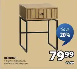 JYSK HEMDRUP 1 - drawer nightstand offer