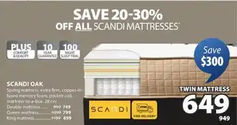 JYSK SCANDI OAK Spring mattress offer