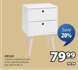 JYSK OPLEV 2-drawer nightstand offer