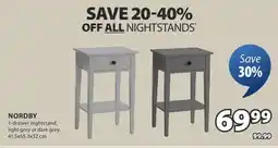 JYSK NORDBY 1-drawer nightstand offer