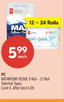 Shoppers Drug Mart PC BATHROOM TISSUE offer