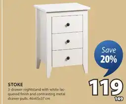 JYSK STOKE 3-drawer nightstand offer