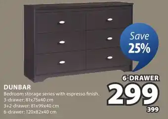 JYSK DUNBAR 6-DRAWER Bedroom storage series offer