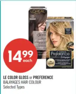 Shoppers Drug Mart LE COLOR GLOSS or PREFERENCE BALAYAGES HAIR COLOUR offer