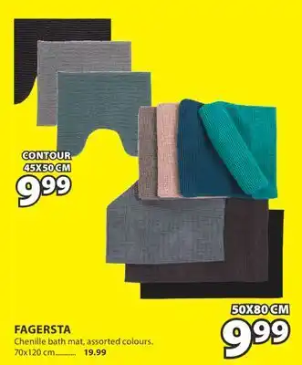 JYSK FAGERSTA Chenille bath mat, assorted colours offer