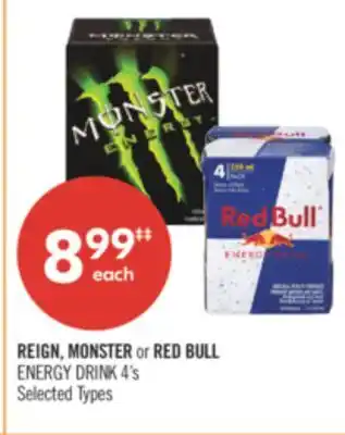 Shoppers Drug Mart REIGN, MONSTER or RED BULL ENERGY DRINK 4's offer