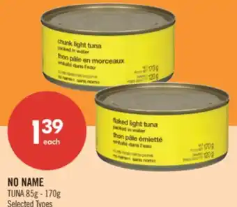 Shoppers Drug Mart NO NAME TUNA 85g - 170g offer