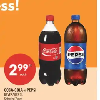 Shoppers Drug Mart COCA-COLA or PEPSI BEVERAGES 1L offer