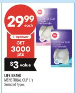 Shoppers Drug Mart LIFE BRAND MENSTRUAL CUP offer