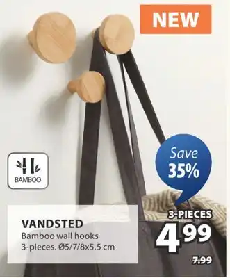 JYSK VANDSTED Bamboo wall hooks offer