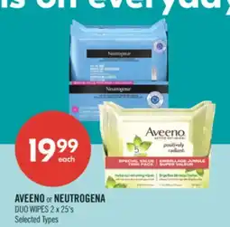 Shoppers Drug Mart AVEENO or NEUTROGENA DUO WIPES 2 x 25's offer