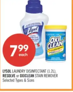 Shoppers Drug Mart LYSOL LAUNDRY DISINFECTANT (1.2L) RESOLVE or OXICLEAN STAIN REMOVER offer