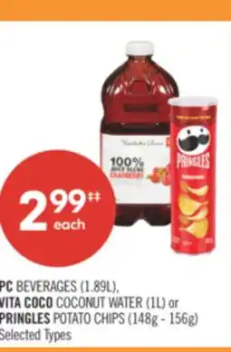 Shoppers Drug Mart PC BEVERAGES (1.89L), VITA COCO COCONUT WATER (1L) or PRINGLES POTATO CHIPS (148g - 156g) offer