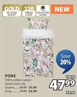 JYSK PONS 100% cotton sateen duvet cover set offer