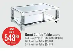 The Brick Berni 47.2 Glam Mirror & Glass Top Coffee Table with Shelf - Silver Metal with Diamond Look Legs offer