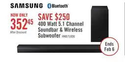 The Brick Samsung 5.1 CH Dolby Digital DTS Virtual:X Soundbar with Wireless 400W Subwoofer (HW-B750D/ZC) offer