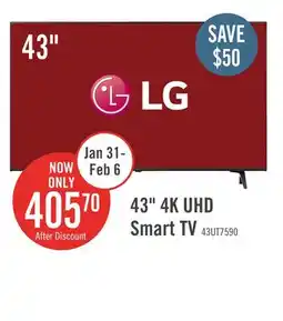 The Brick LG 43 4K UHD HDR10+ HGiG 60Hz webOS Smart TV (43UT7590PUA) offer