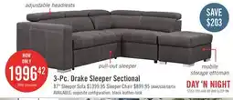 The Brick Drake 3-Piece Faux Suede Right-Facing Sleeper Sectional - Cement offer