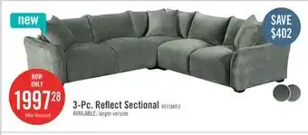 The Brick Reflect 3-Piece Green Chenille Fabric Sectional with Reversible Back Cushions and Wood Legs offer