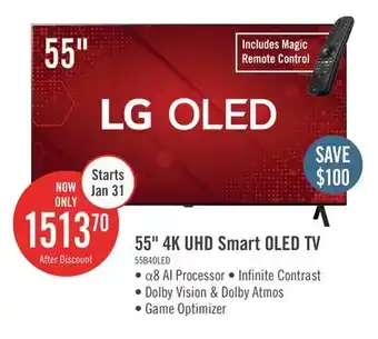 The Brick LG 55 OLED 4K HDR10 120Hz AMD FreeSync webOS Smart TV (OLED55B4PUA) offer