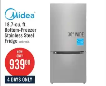 The Brick Midea 18.7 Cu. Ft. Bottom-Freezer Refrigerator - MRB19B7AST offer