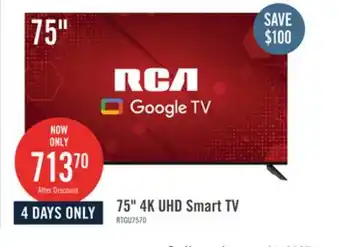 The Brick RCA 75 4K HDR Smart Google TV offer