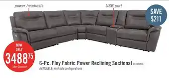 The Brick Floy 6-Piece Faux Suede Power Reclining Sectional with Power Headrest and Console - Grey offer