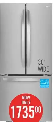 The Brick LG 30 22 Cu. Ft. French-Door Refrigerator - Smudge Proof Stainless Steel - LRFNS2200S offer