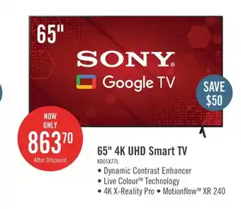 The Brick SONY 65 Direct Lit LED 4K UHD HDR10 Motionflow XR 60Hz Google TV (KD65X77L) offer